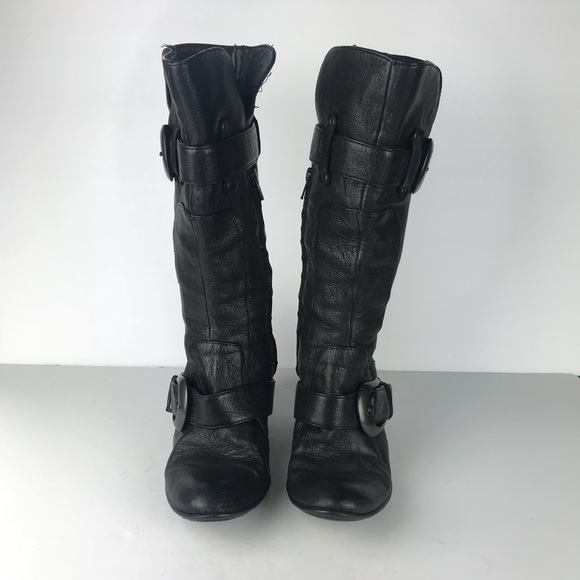 BORN black leather heeled tall boot, 7/38 - Picture 5 of 8
